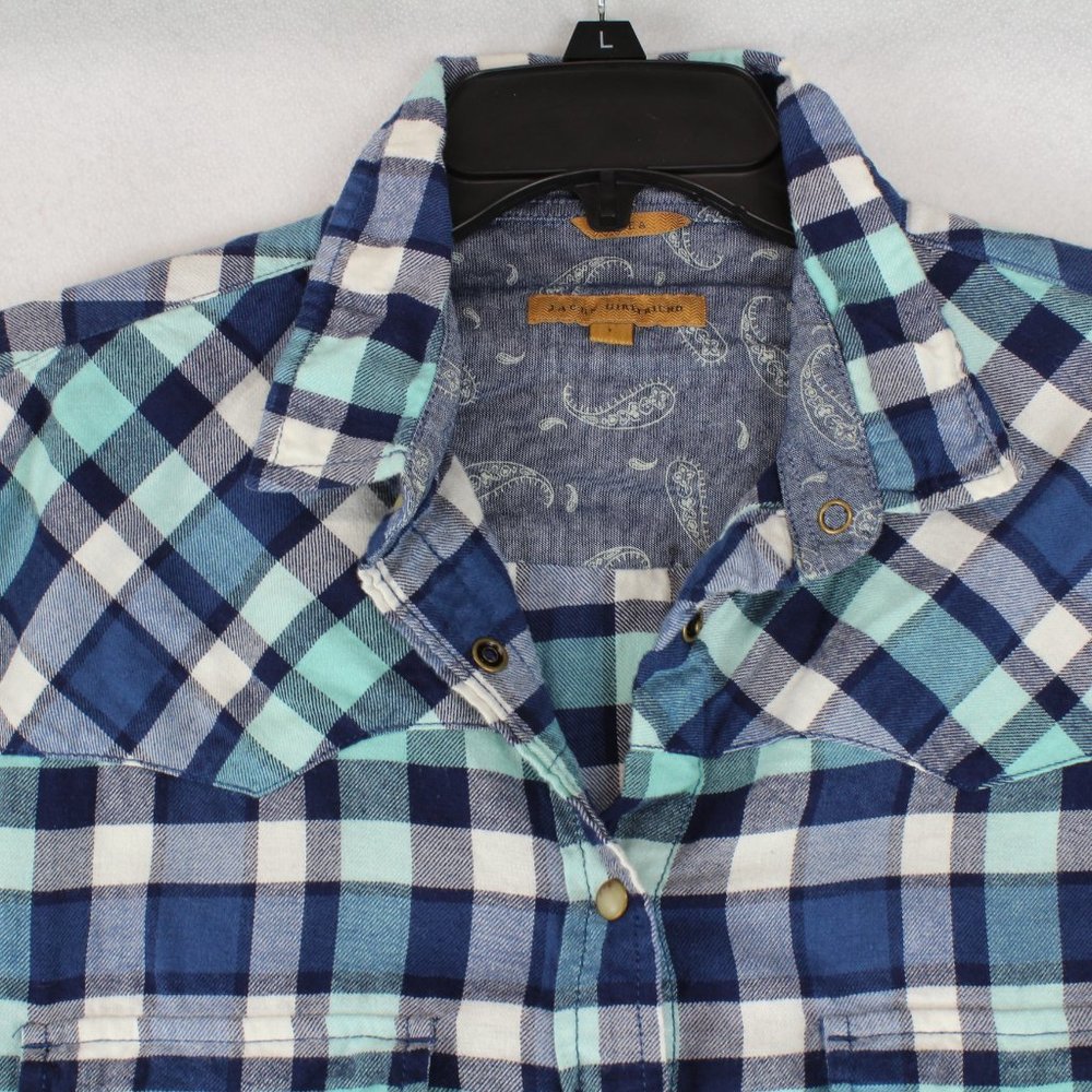 Jachs Girlfriend Plaid Flannel Long Sleeve Shirt bea Women's Large - Picture 3 of 10